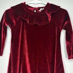 dip 6-12 M Velvet Burgundy Ruffle Collar Dress